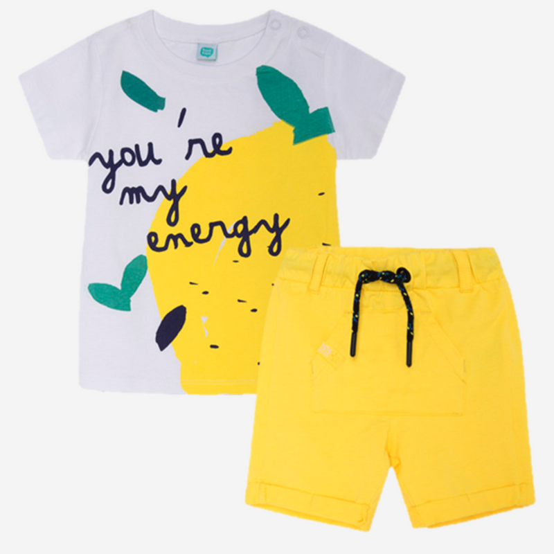 CONJUNTO CAMISETA LIMÓN CON BERMUDA AMARILLA - Kokoletty Moda Infantil