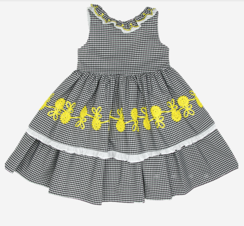 VESTIDO CUADROS NEGROS CON ESPALDA ABIERTA - Kokoletty Moda Infantil