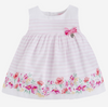 VESTIDO RALLAS ROSA CON CENEFA FLORES - Kokoletty Moda Infantil