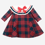 VESTIDO CUADROS MARINO ROJO