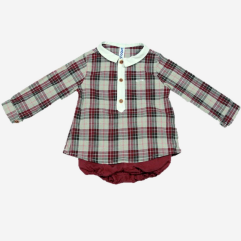 CONJUNTO CAMISA CUADROS CUELLO MAO PANTALÓN CORTO