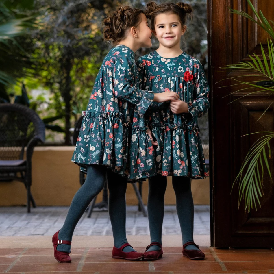 VESTIDO VERDE MAR CON MALLAS