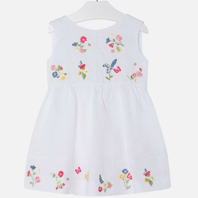 VESTIDO LINO FLORES BORDADAS - Kokoletty Moda Infantil