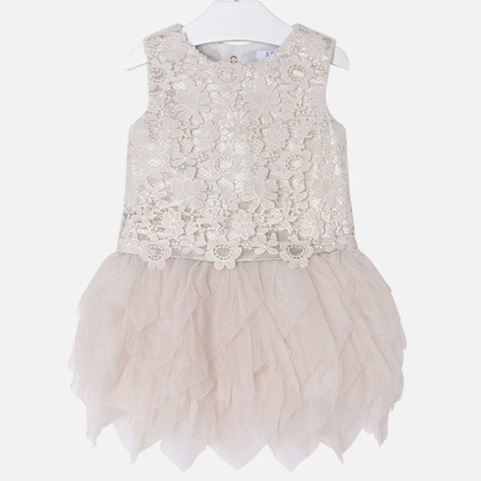 VESTIDO FLORES BEIGE - Kokoletty Moda Infantil