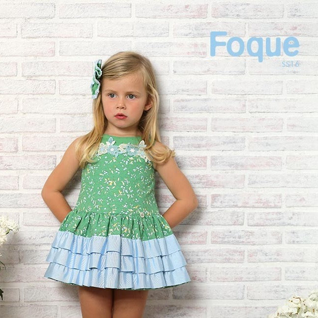 VESTIDO VERDE FLORES CIELO - Kokoletty Moda Infantil