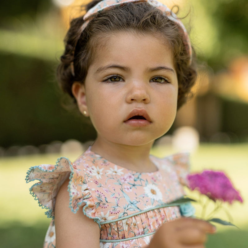 VESTIDO NIDO DE ABEJA MANDARINA NIÑA BEBE