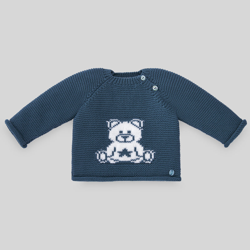 SUETER OSO AZUL PLOMO TEDDY NIÑO BEBE