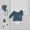 CONJUNTO SUETER C/CALZON AZUL PLOMO TEDDY NIÑA BEBE